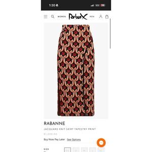 Rabanne Jacquard Knit Skirt In Tapestry Print Brand New With Tags Size XS